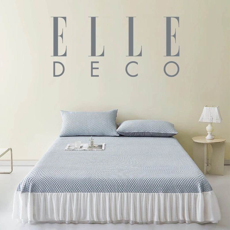 ELLE DECO法式轻奢凉感床裙夏季高档A类凉席家纺奢华床品豆豆席