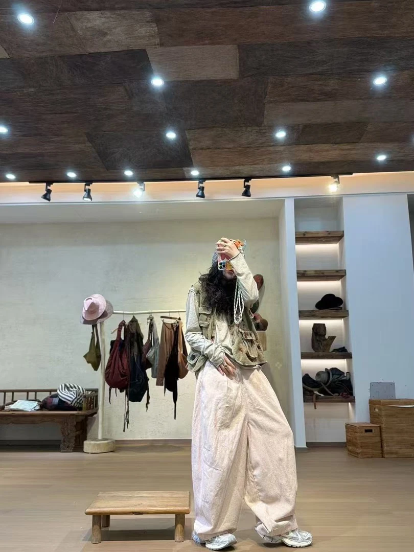 忆古朴拙2510101色织彩棉褶位休闲长裤