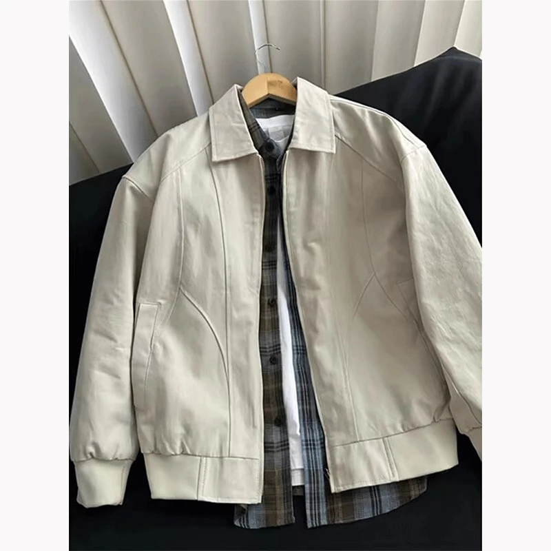 美式复古工装夹克男款春季解构设计感翻领棒球服cleanfit短款外套