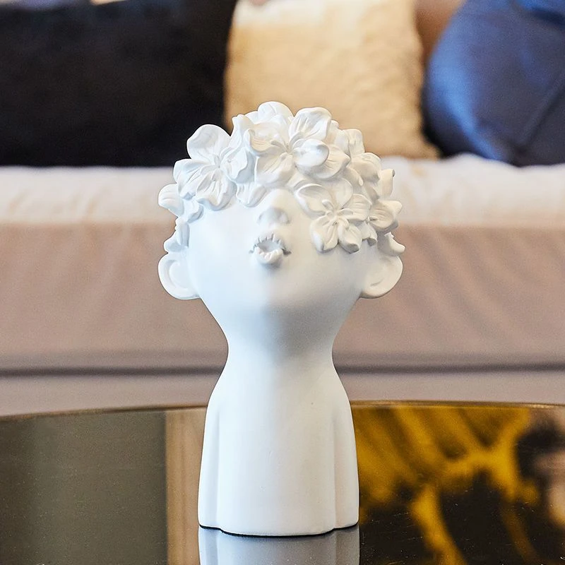 白色人物家居玄关柜酒柜展示柜简约大气国际范儿桌面工艺品摆件