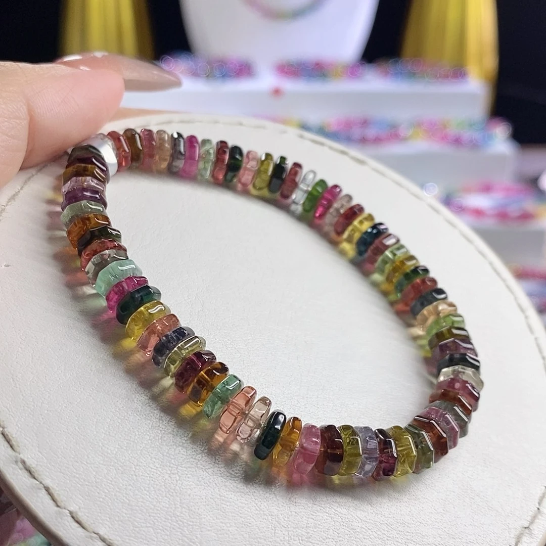 未镶嵌手链碧玺八角切 算盘珠