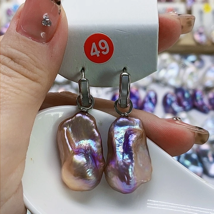 银S925镶嵌耳饰淡水珍珠