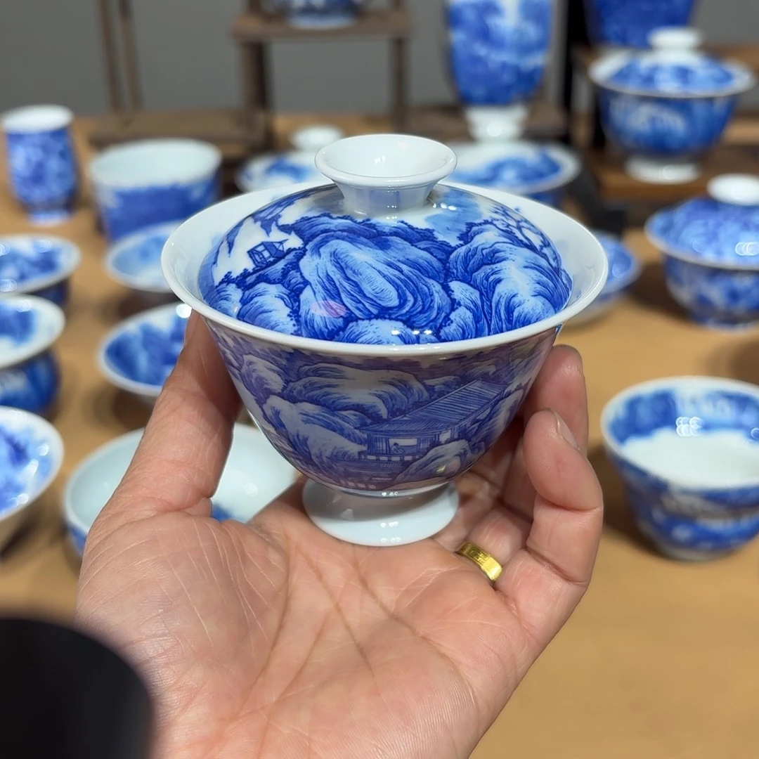 景德镇纯手绘盖碗