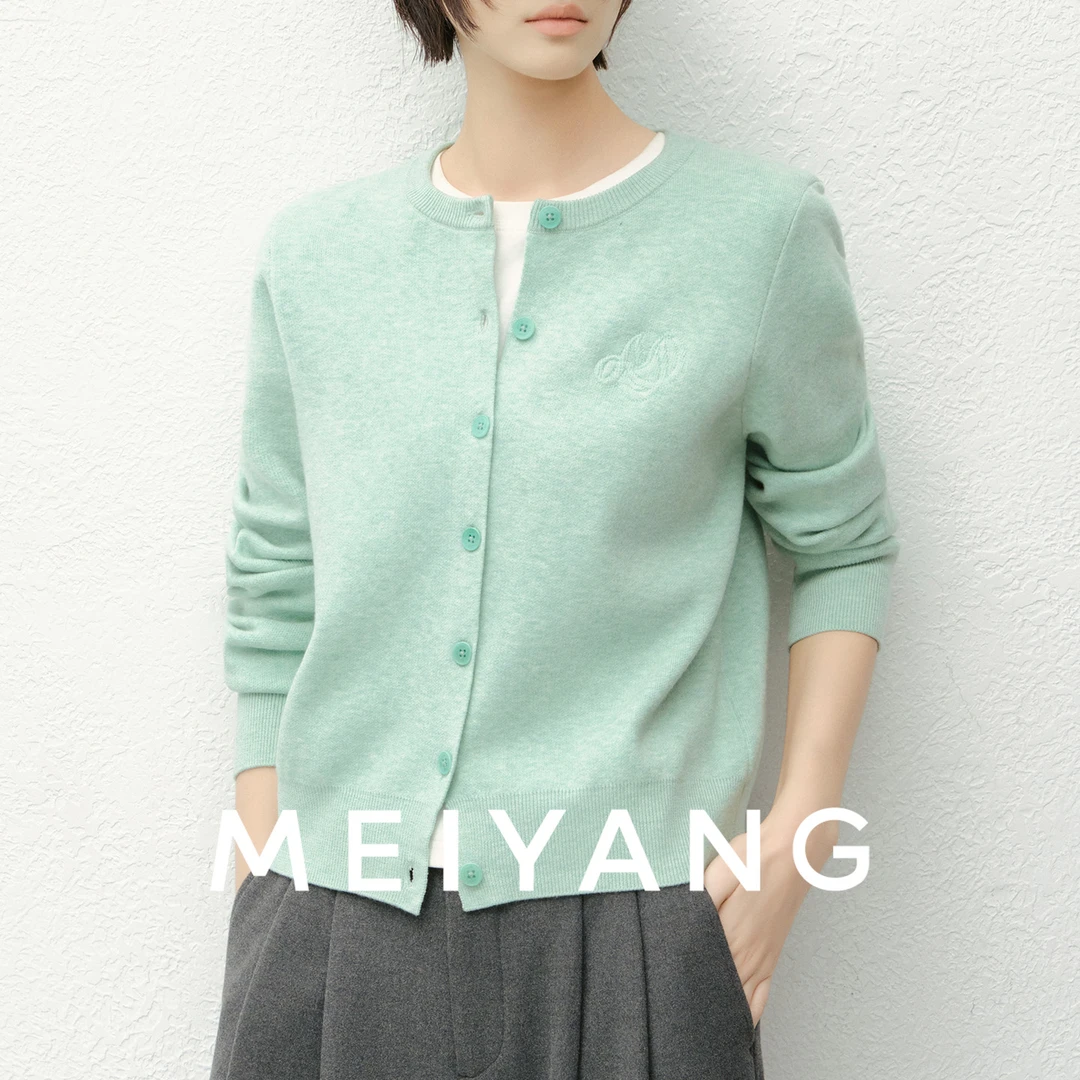 美洋MEIYANG 薄荷糖二号针织开衫【商场同款】圆领排扣毛衣