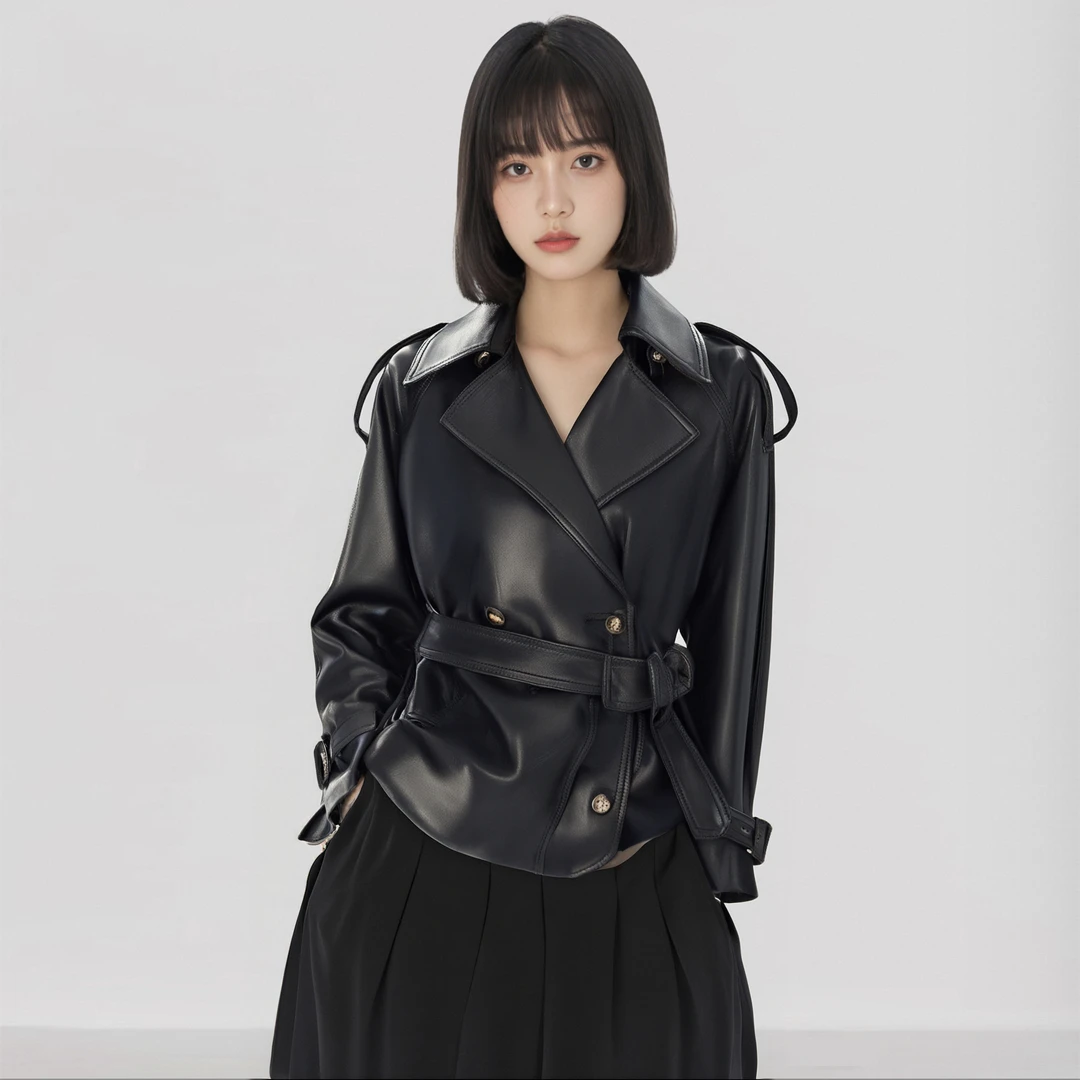 海宁真皮皮衣外套女2025春秋新款中长款高级修身风衣可选加棉外套