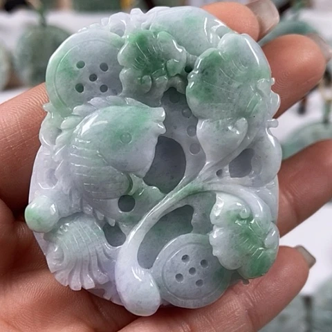 翡翠颈饰未镶嵌如意年年有余福利