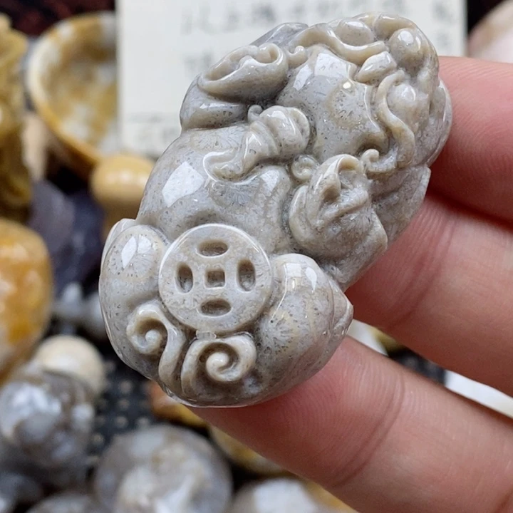 颈饰未镶嵌硅化珊瑚（珊瑚玉）
