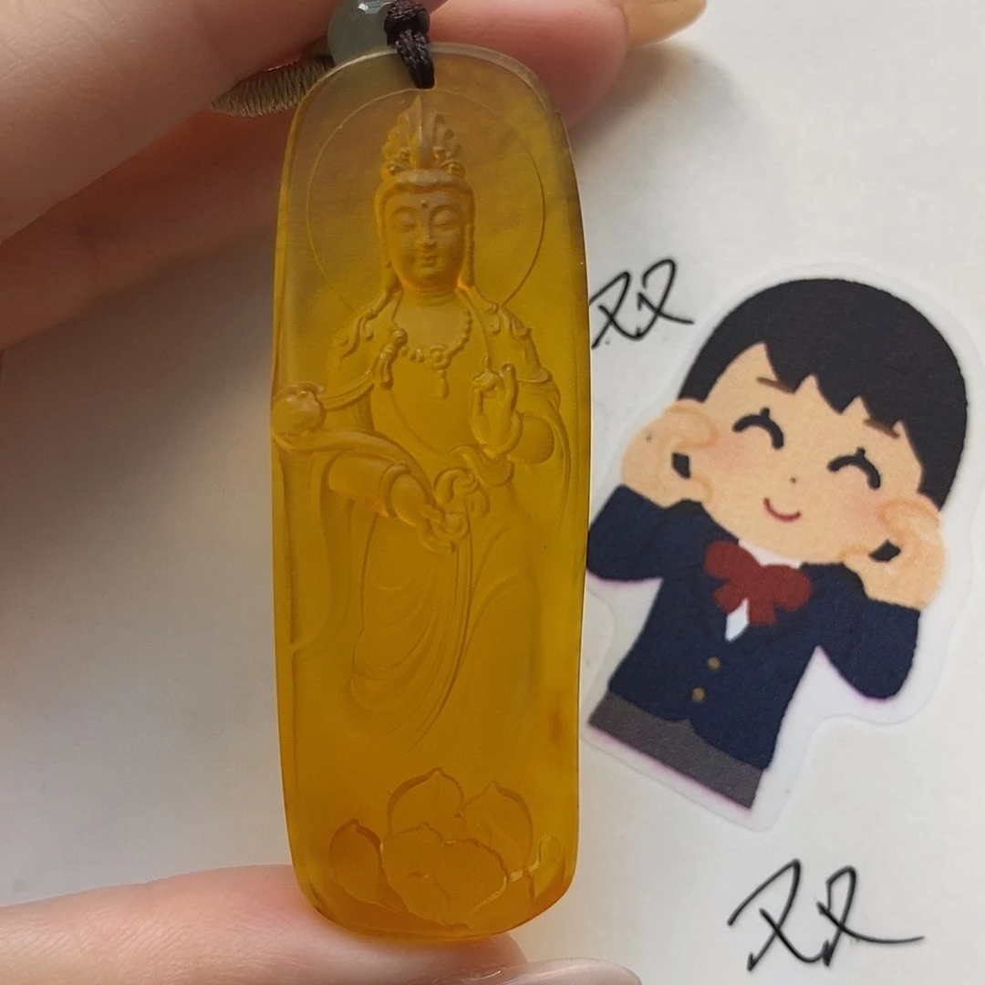 定制琥珀未镶嵌全身观音
