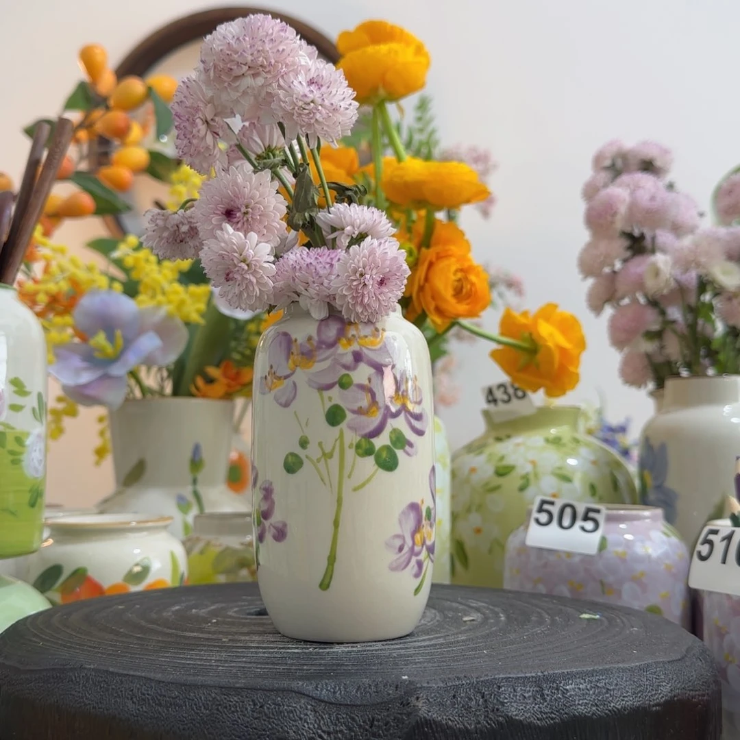 摆件景德镇手作陶瓷花瓶摆件无孔