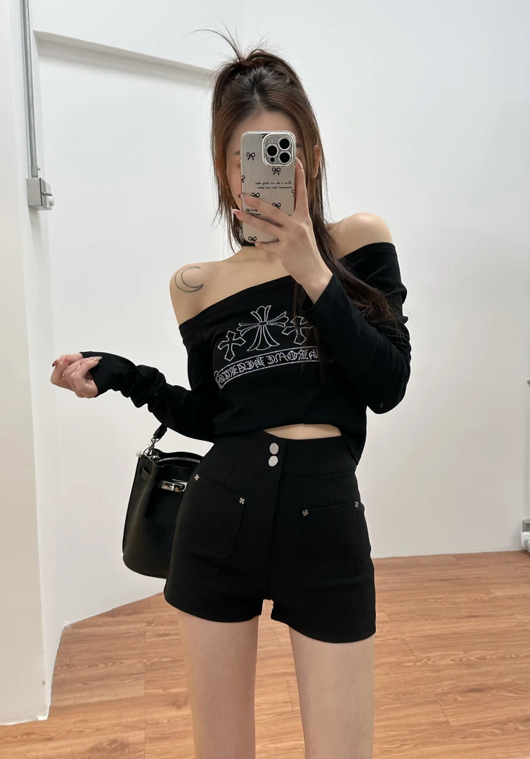 百搭春夏季短款外穿修身时尚黑色高腰热裤透气辣妹