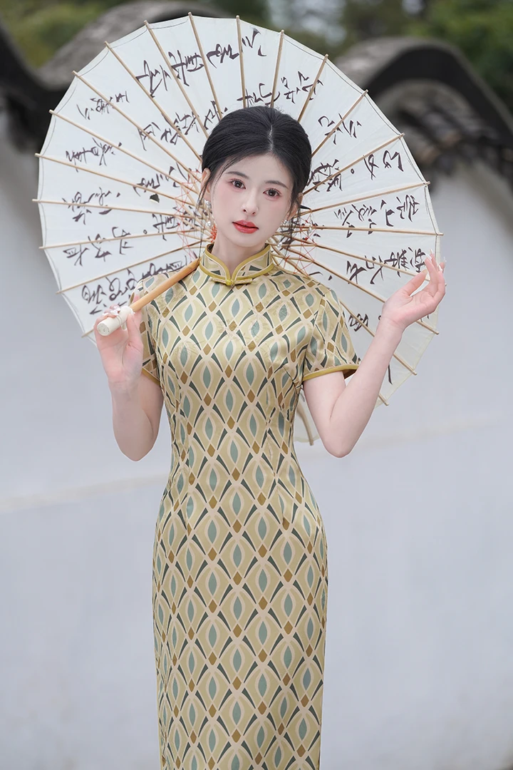 旗袍中式夏季2025年新款改良气质长款复古修身显瘦日常优雅连衣裙