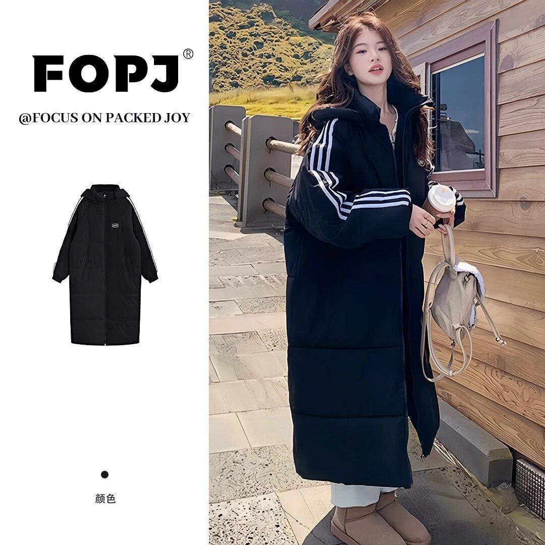 FOPJ2025新款韩版时尚甜美棉服女秋冬季学生长款过膝保暖宽松外套