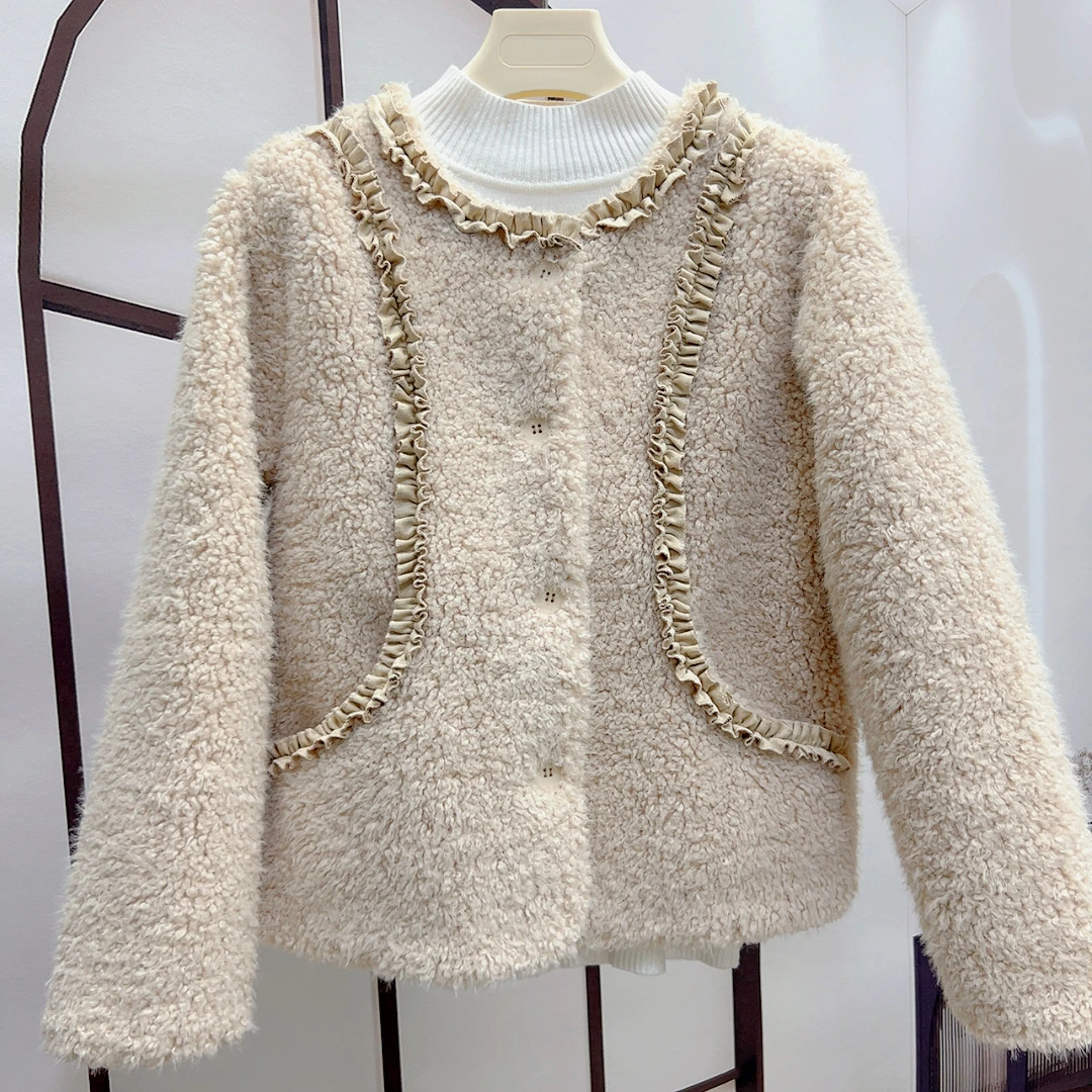 泰迪卷大码小香风外套冬季短款2025毛绒新款上衣气质保暖毛毛外套