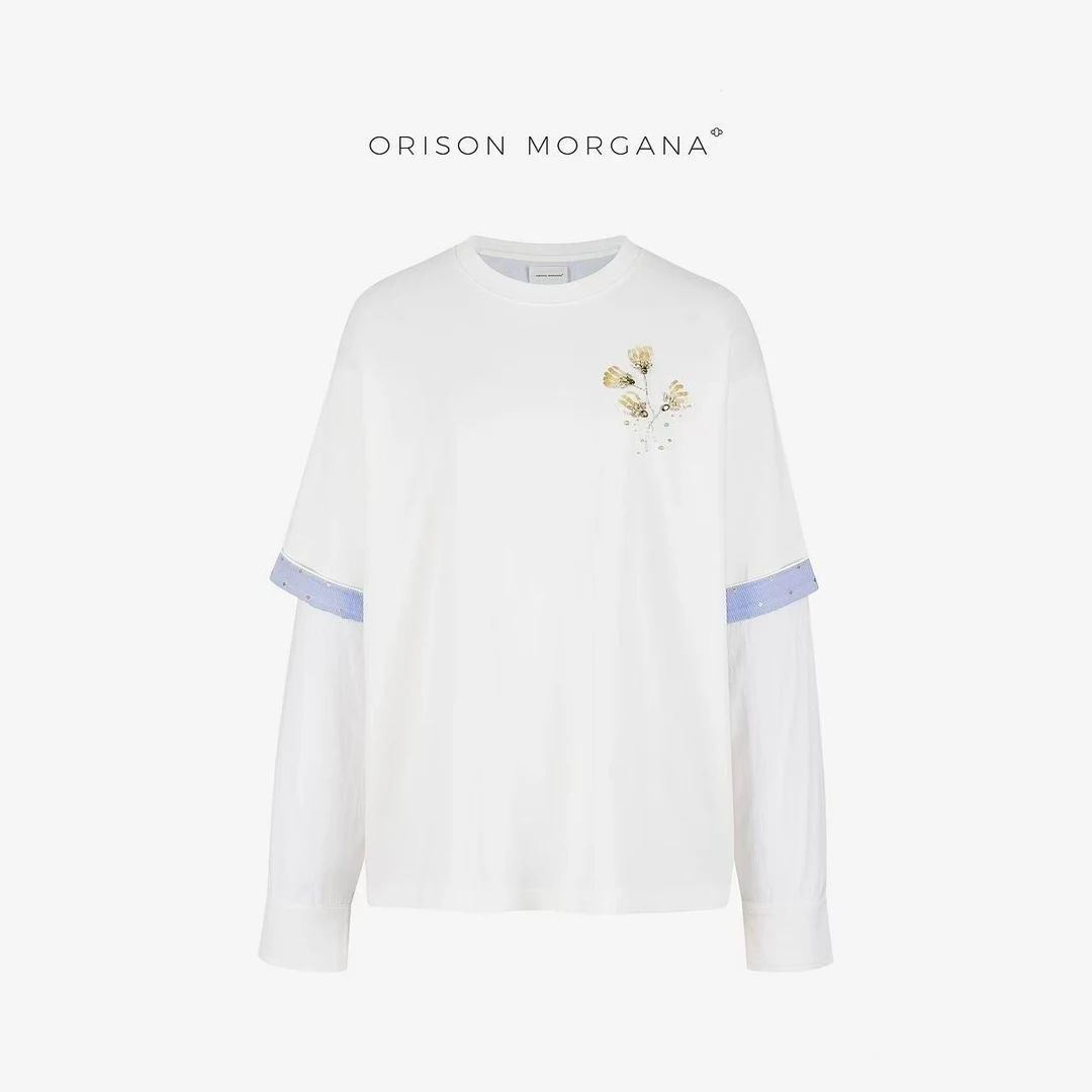 ORISON MORGANA 金属提花假两件长袖拼接时尚秋季