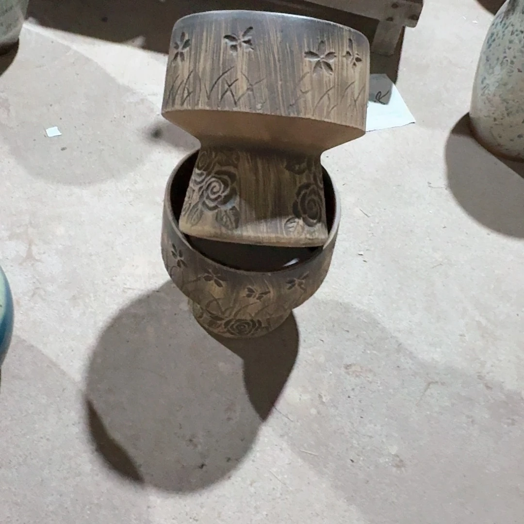 红陶花盆口15高17