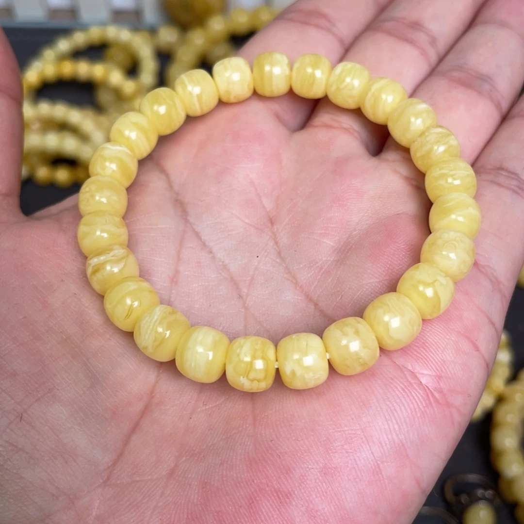 蜜蜡未镶嵌裸石虎皮纹千层雪蜜蜡手串8.8mm