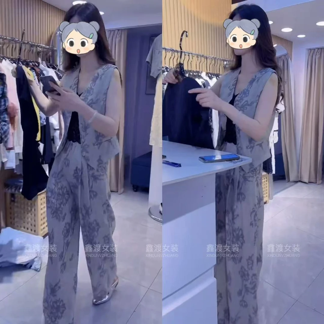 2025夏季新款时尚显瘦气质女士网红洋气两件套百搭款D9430