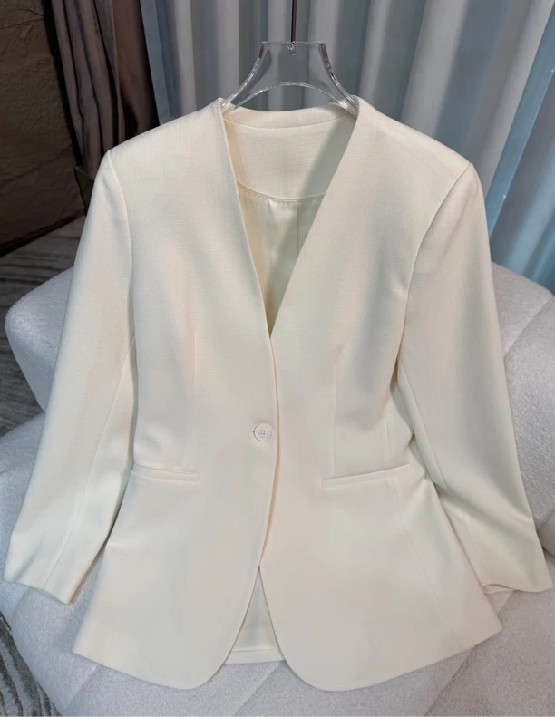 [GDL]小七高定2025春季新款一粒扣简约百搭醋酸西装外套