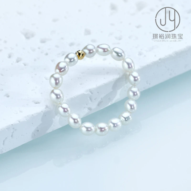 【宠粉戒指】3-4mm淡水珍珠弹力绳戒指非基地发货G18K金 JY03