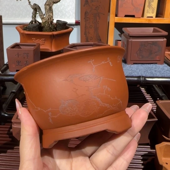 花盆紫砂半手工制作