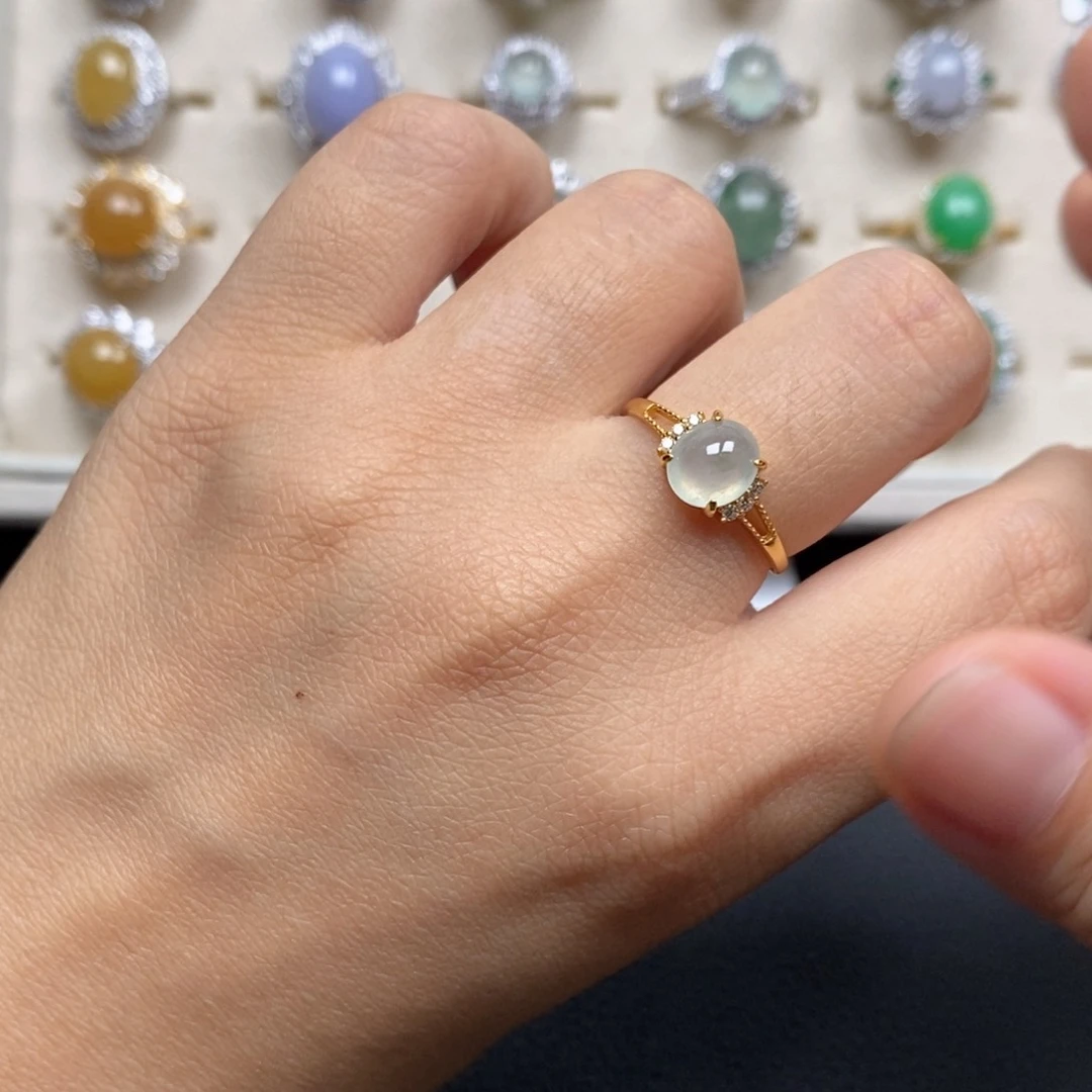 翡翠戒指银S925镶嵌戒指