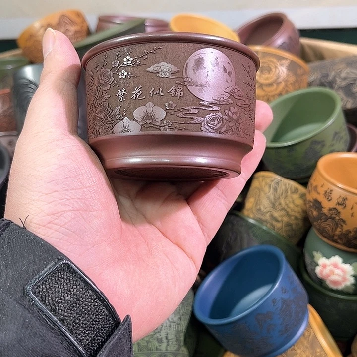 茶杯绿泥全手工紫砂主人杯