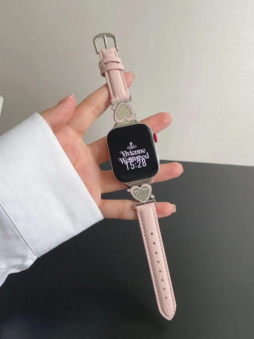 适用华为fit4手表good luck小狗fit3表带荔枝纹真皮fit4pro腕带