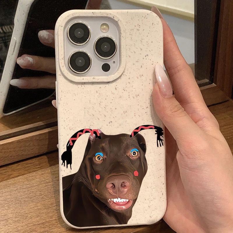 搞怪回眸一笑狗狗适用iphone16promax手机壳14/13情侣12大孔11