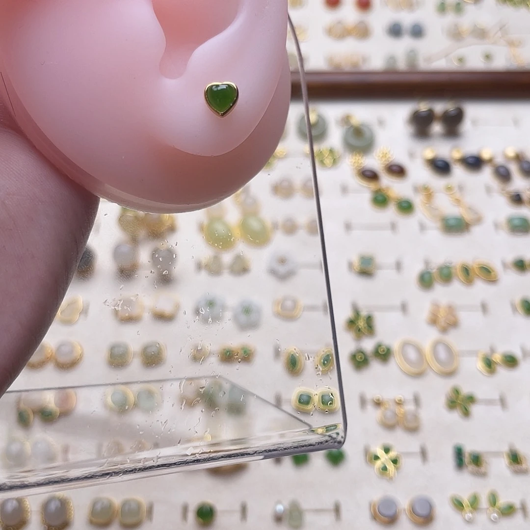 银S925镶嵌和田玉耳饰