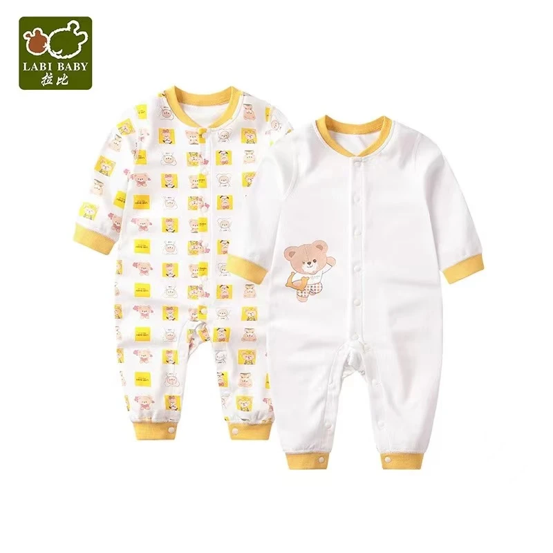 拉比婴儿长袖爬服哈衣四季纯棉宝宝连体衣