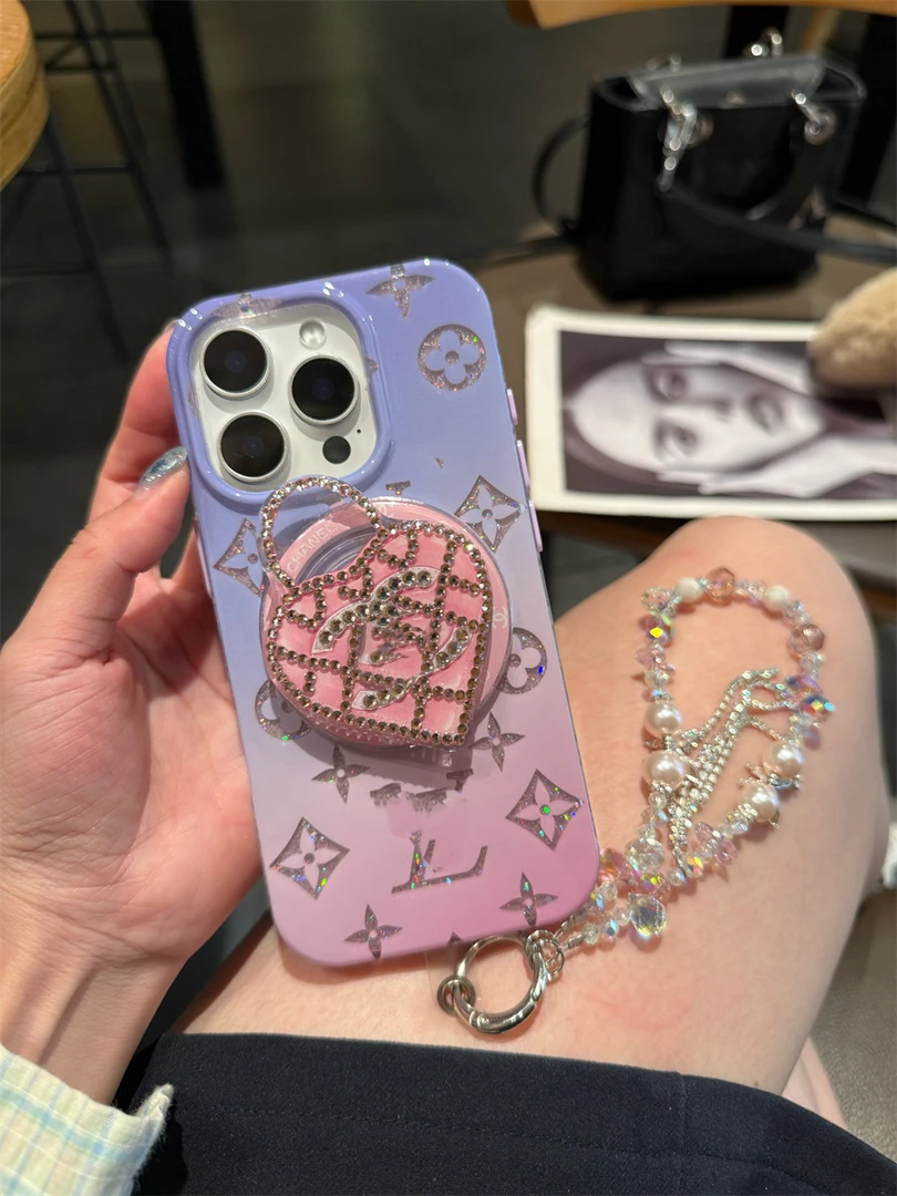 清新甜美渐变蓝粉轻奢适用iPhone16promax苹果15手机壳14磁吸13潮