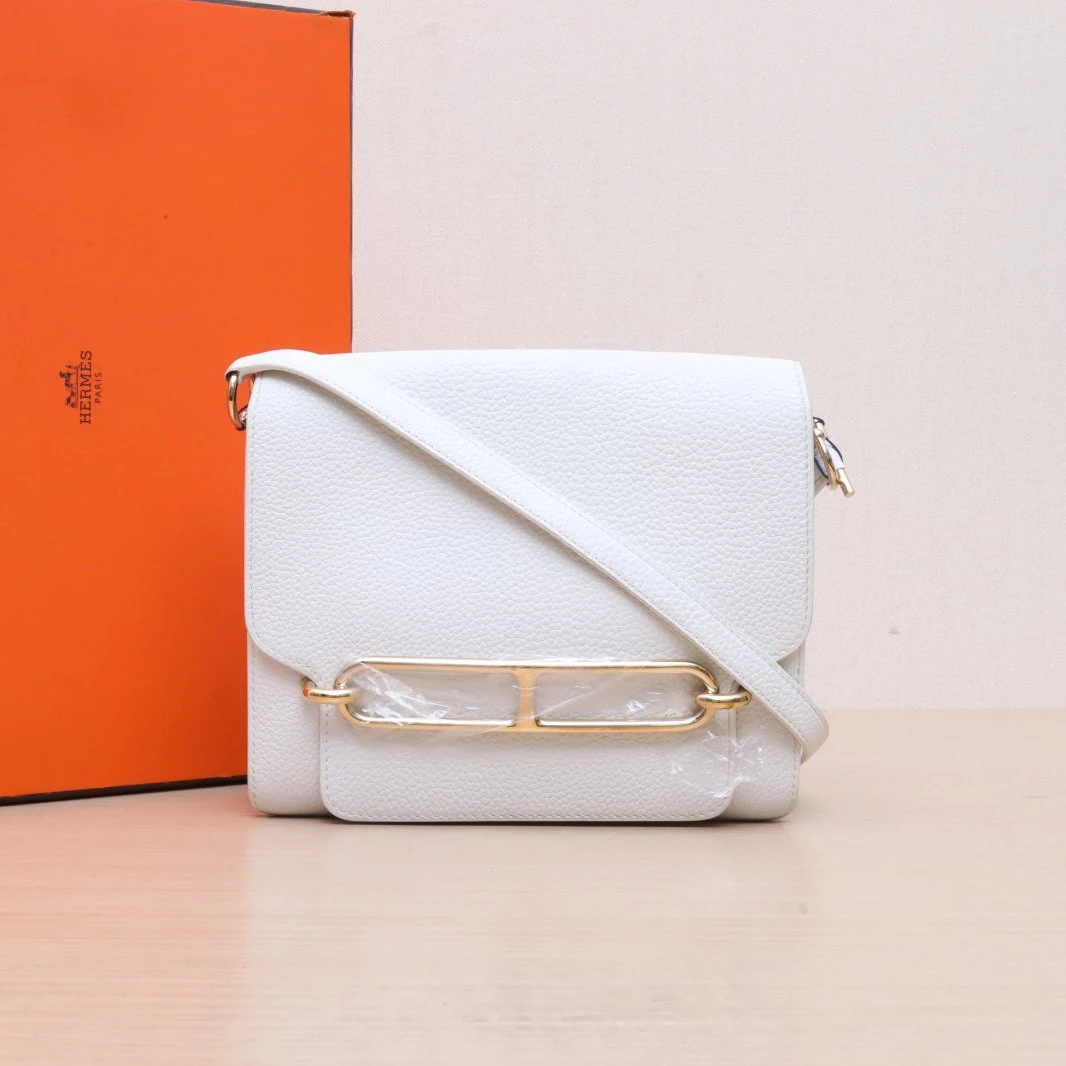 95新 Hermes/爱马仕 【娇】单肩包猪鼻子23 01白色框R P205944998