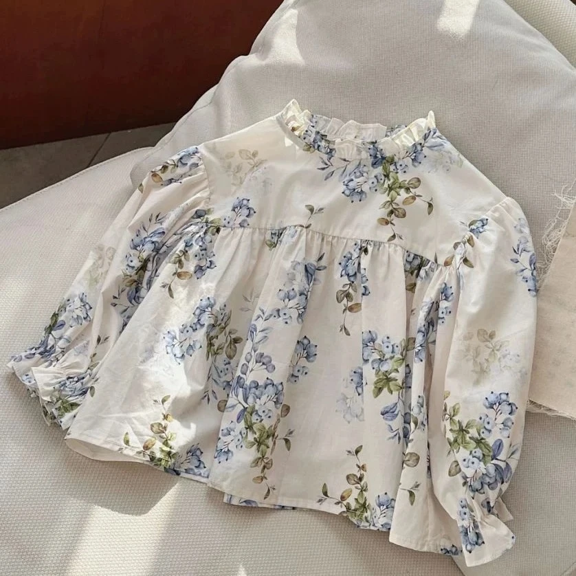 女童衬衫春季2025新款洋气森系长袖上衣儿童韩版时尚百搭娃娃衫