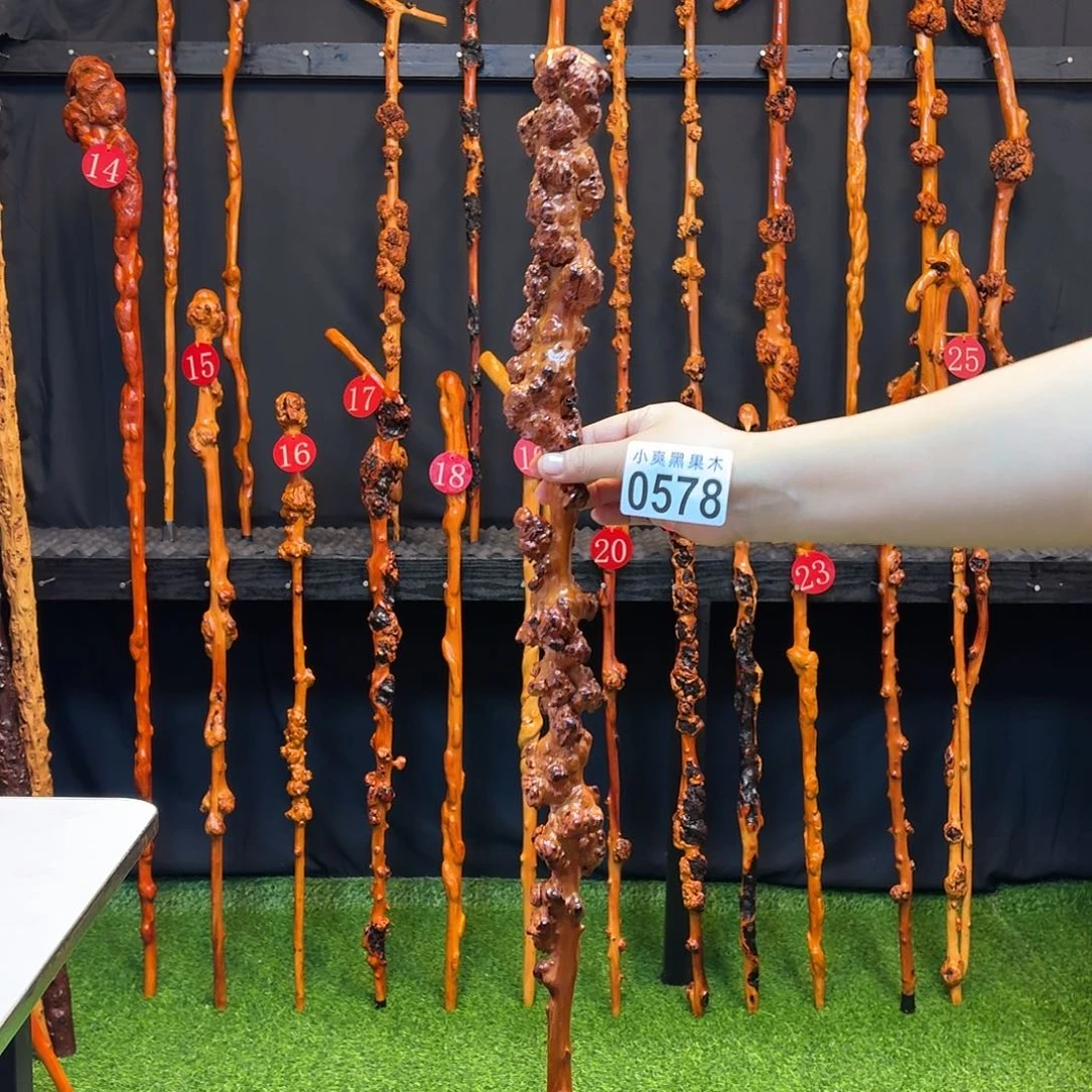 江***鸟黑果木拐杖手把件578