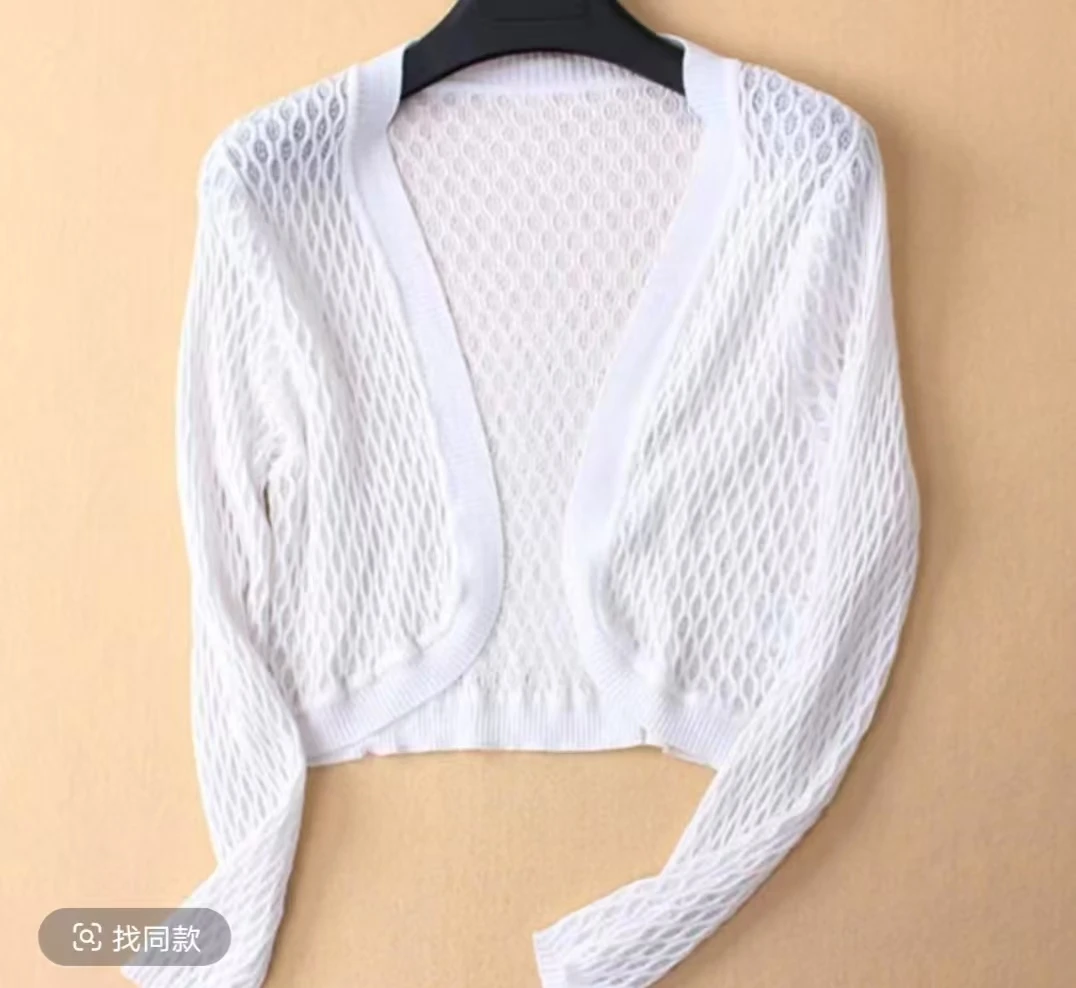 开衫-2025春夏新款高弹力针织洋气长袖开衫防晒披肩