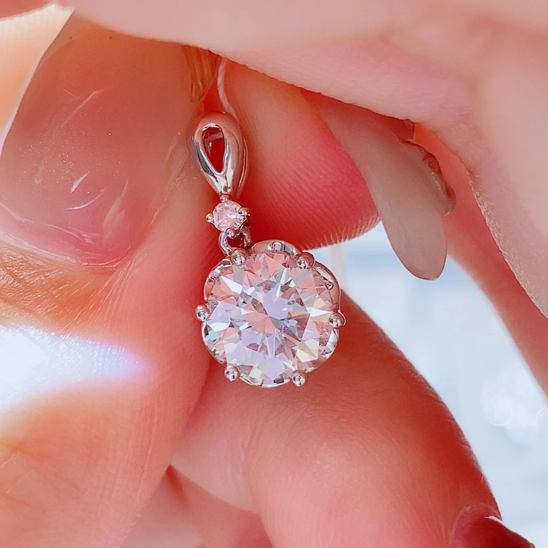 项链铂Pt950镶嵌实验室培育钻石1.5ct 吊坠