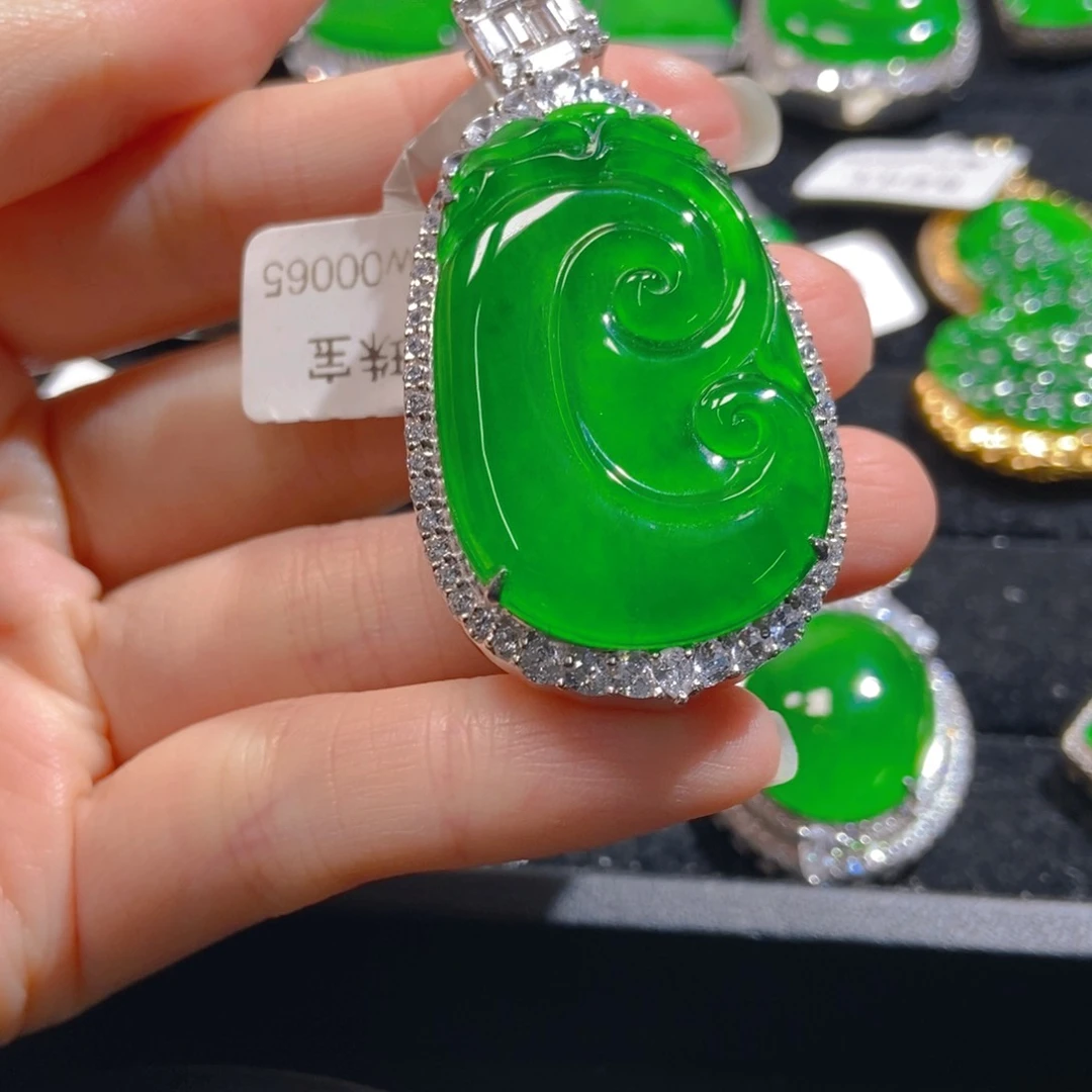 翡翠吊坠(不含链)银S925镶嵌