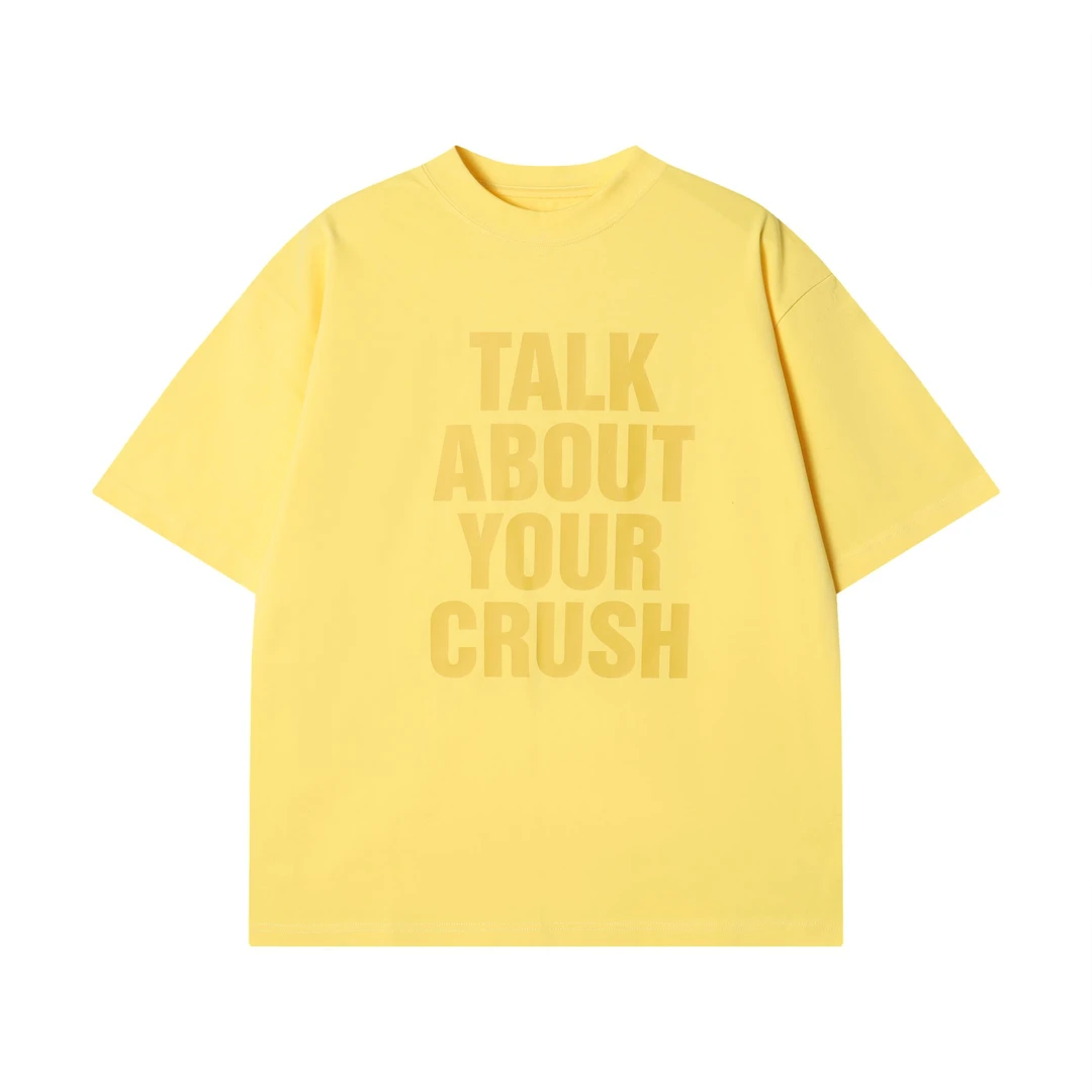 夏季高级感新款美式纯色印花字母圆领短袖T恤百搭宽松情侣上衣