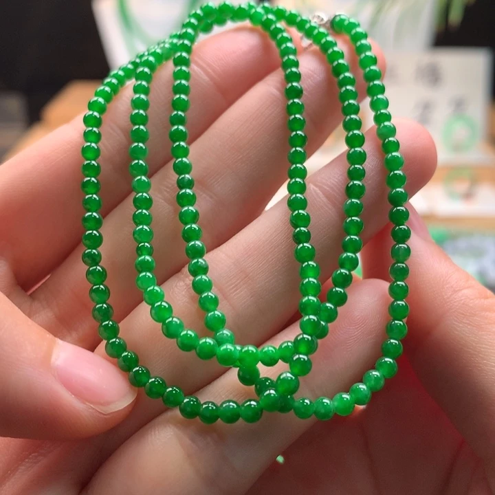 翡翠未镶嵌项链天然缅甸A货翡翠卡3mm