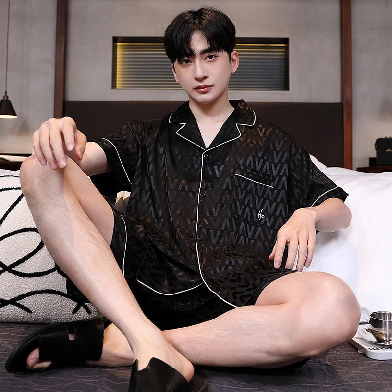 睡衣男夏季冰丝新款2025爆款短袖短裤薄款男士夏季睡衣家居服套装