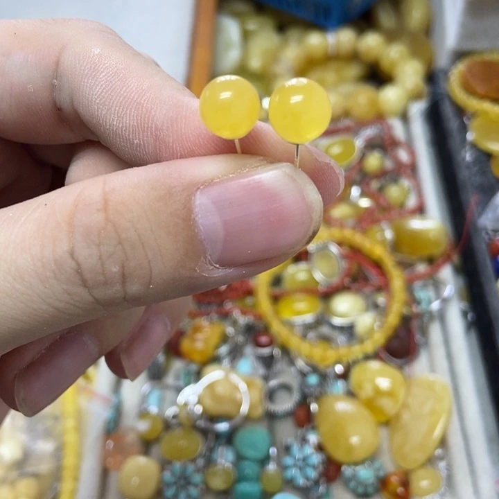 银S925镶嵌蜜蜡裸石多样性发货
