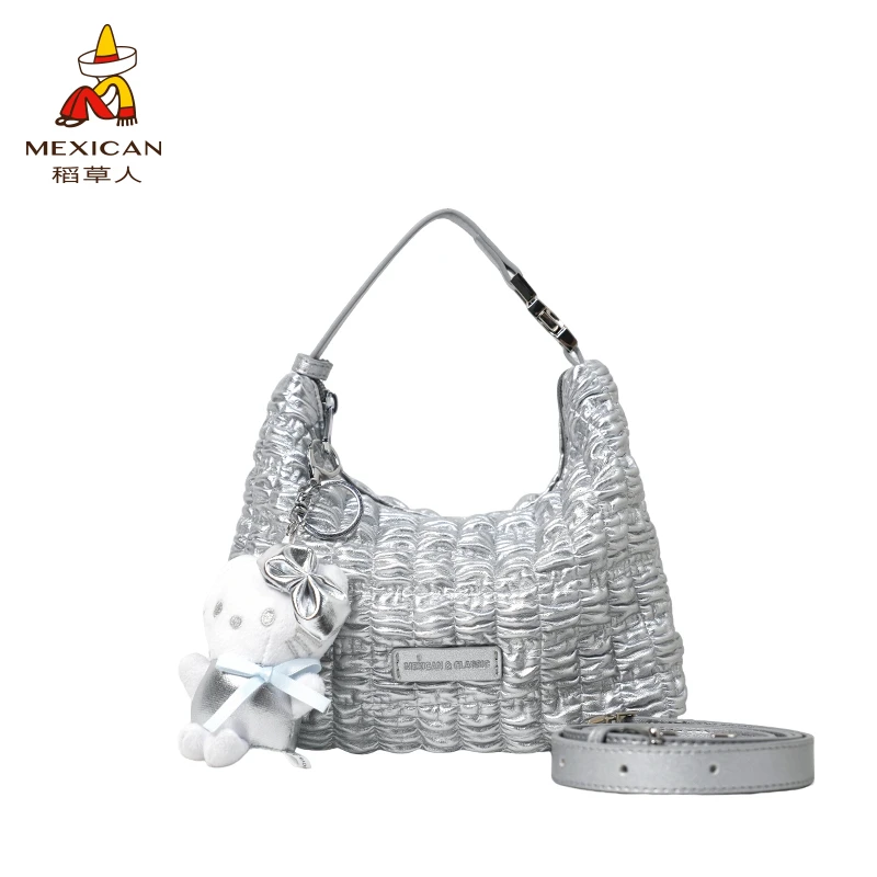 稻草人25新款云朵泡芙手提饭盒包单肩斜跨包菱格设计简约