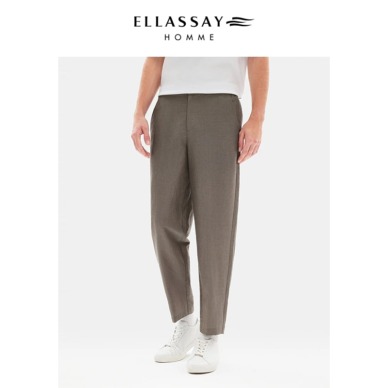 ELLASSAY歌力思男装麻羊毛三醋酸修身显瘦简约长裤 EME362K01400