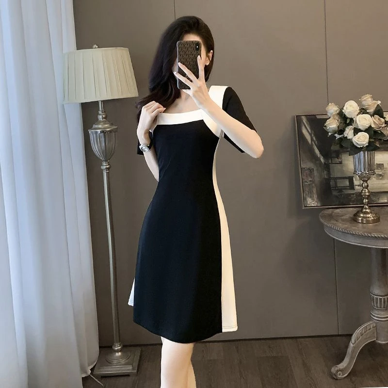 大码法式设计感小众温柔风连衣裙女夏季新款胖mm高腰