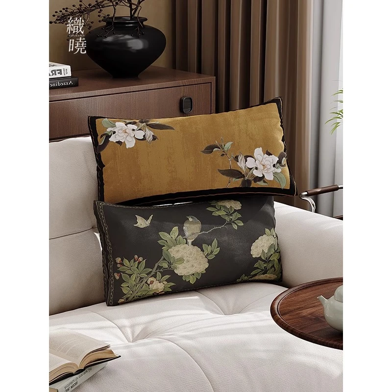 新中式客厅沙发抱枕长条枕套枕芯中古风靠垫床头靠背垫复古腰枕