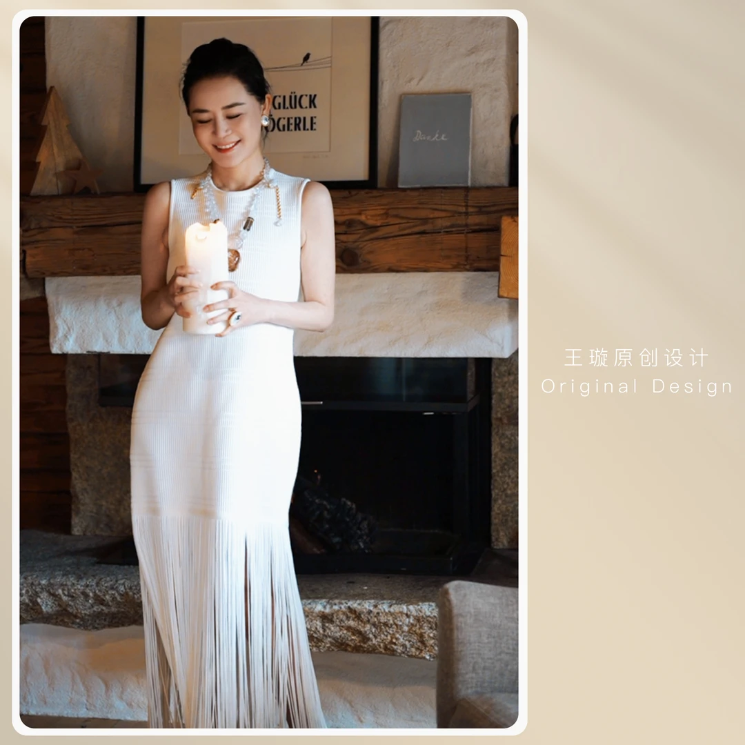风笛连衣裙 流苏 羊毛丝王璇原创设计
