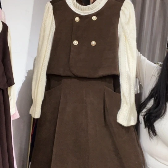 挂脖款假两件儿连衣裙福利清版