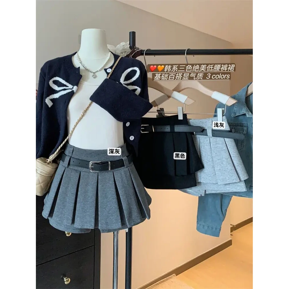 辣妹百褶半身裙女2024秋季新款高腰显瘦a字短裙小个子防走光裙裤