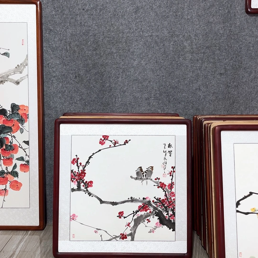 国画书画作品带框63×63