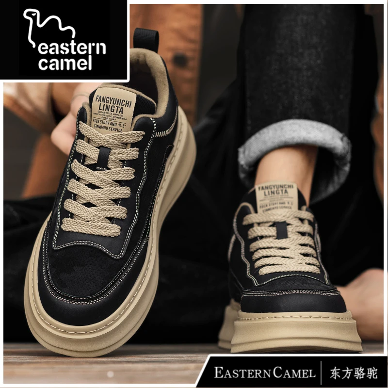 东方骆驼高帮鞋男鞋秋季新款男士中帮板鞋马丁靴男款工装休闲鞋